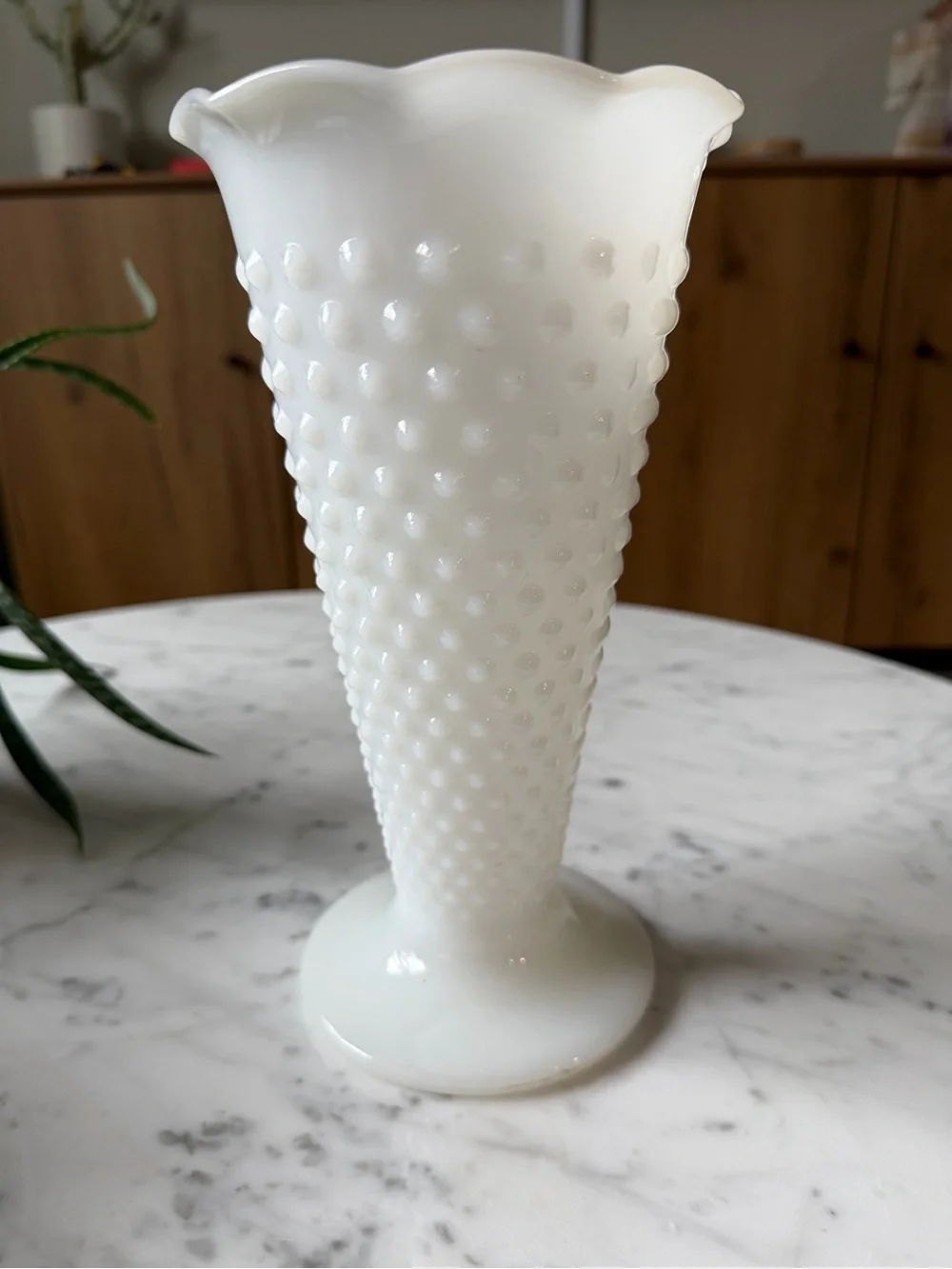 Anchor Hocking Hobnail Milk Glass Vase